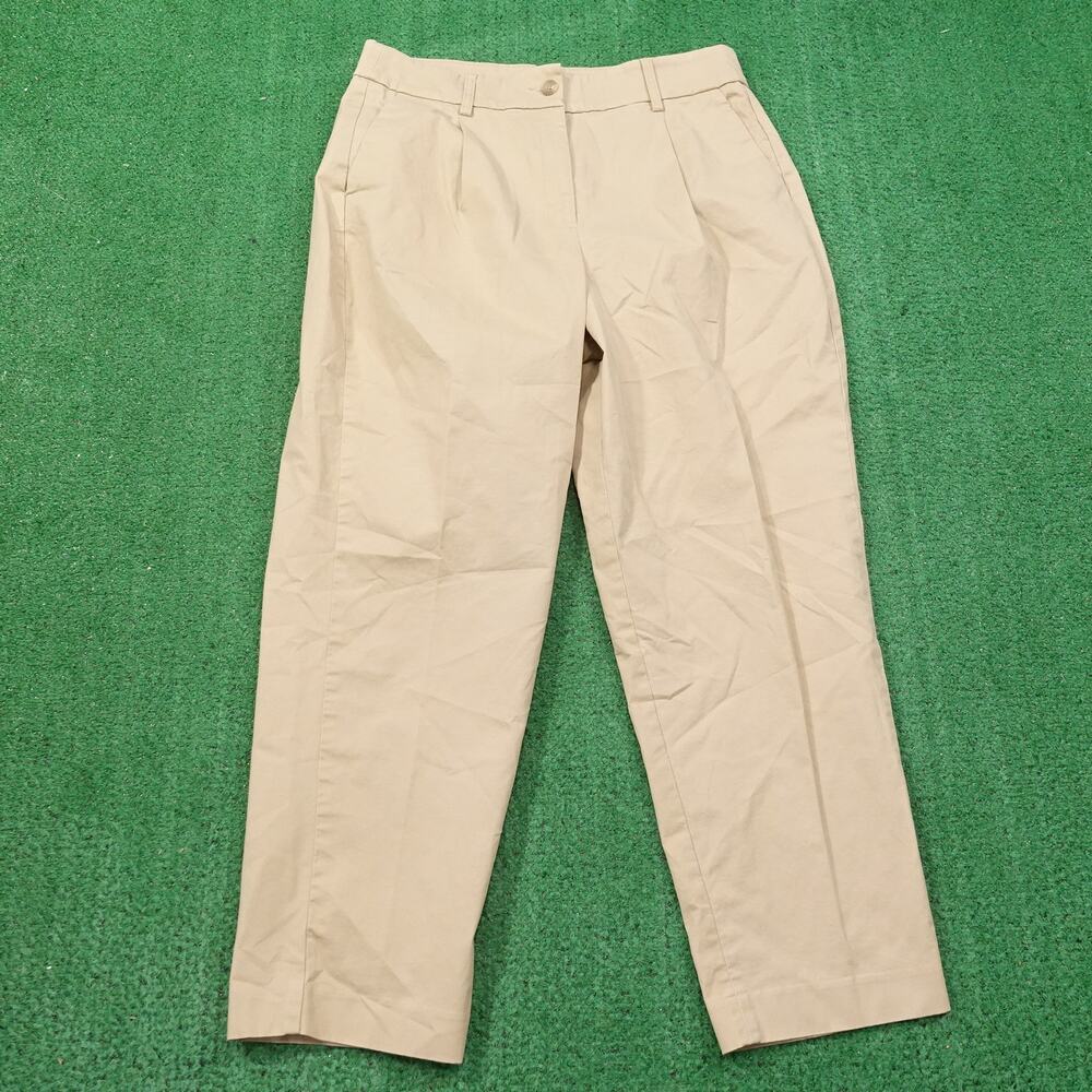 EXPRESS ANKLE HIGH RISE TAN BEIGE KHAKI PLEATED CHINO PANTS WOMENS SIZE 10R